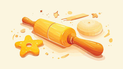 Image of a traditional rolling pin with reflection
