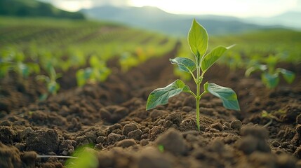 Explore the impact of soil degradation on agricultural productivity and food security, and the importance of proactive soil quality management practices. Generative AI. - obrazy, fototapety, plakaty