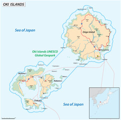 Vector map of the Japanese archipelago Oki Islands
