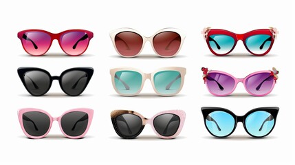 Sunglasses. Realistic vector sunglasses set. Vector illustration collection set featuring sunglasses. sunglasses that are stylish and modern. Fashion accessory.