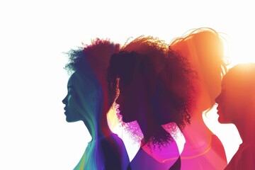 Man and woman silhouettes with different appearance - diversity concept - vector illustration. Beautiful simple AI generated image in 4K, unique. - obrazy, fototapety, plakaty