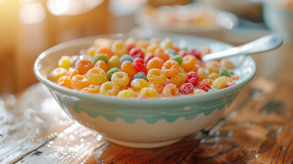 A colorful cereal bowl.