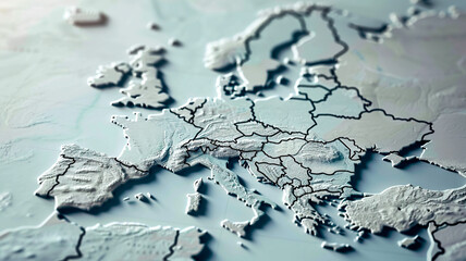 Map of Europe with exaggerated topographic relief - 791626307