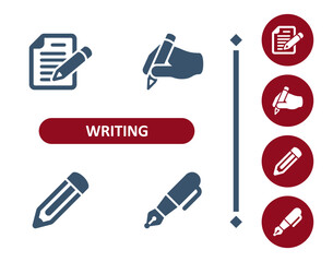 Writing Icons. Write, Contract, Form, Document, Hand, Pencil, Fountain Pen Icon
