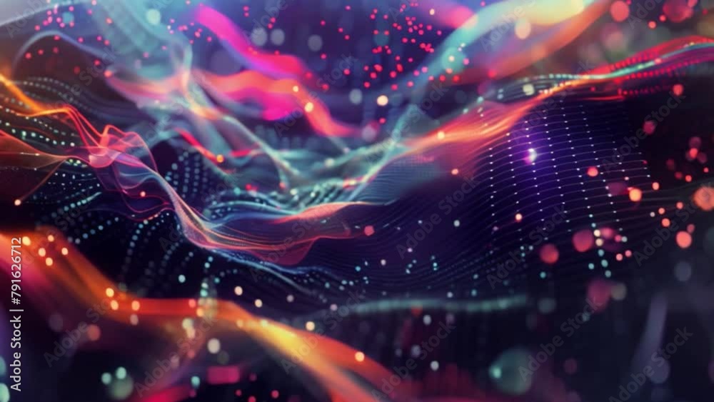 Poster abstract digital waves in motion with vibrant colors