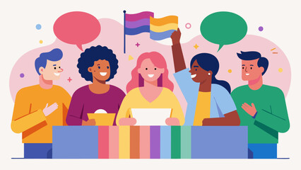 A panel of LGBTQ+ individuals discussing their experiences and advocating for greater inclusion and acceptance in society.
