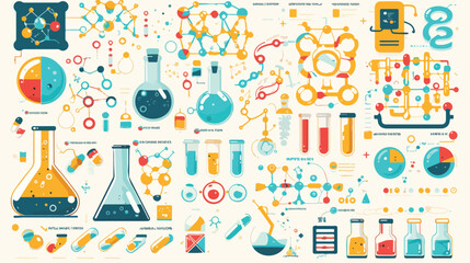 Infographics mini concept Genetics biochemistry ico - obrazy, fototapety, plakaty