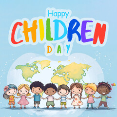 Fototapeta premium Happy World Children's Day Background. Suitable for Poster Template, Social Media Post