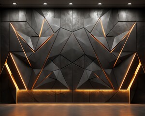 3D rendering of a futuristic wall with parametric pattern and indirect lighting