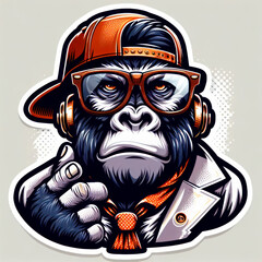 A stylish gorilla with colored glasses 