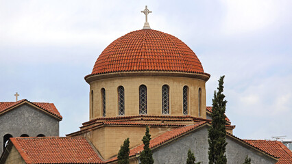 Dome With Cross Ekklisia Agia Triada Holy Trinity Church in Athens Greece