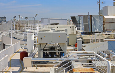 Hvac Unit Ventilation Heating and Air Conditioning at Building Rooftop