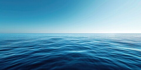Ripple wave Blue ocean panorama with reflection open sea with clear sky