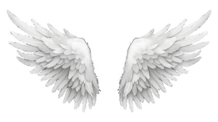 white angel wings isolated on white transparent background