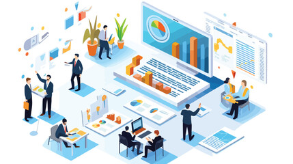 Isometric financial management consulting vector il