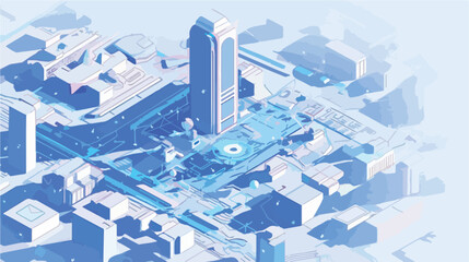 Isometric smart city iot technology vector illustra