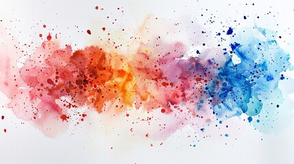 Liquid art paint creates a rainbow of colors on a white canvas - obrazy, fototapety, plakaty