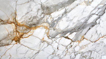 White and grey marble texture with gold veins.