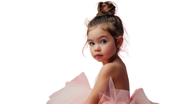 little girl ballerina in a pink tutu, children's ballet school, class, isolated on a transparent background PNG object - Powered by Adobe