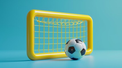 A cute and abstract 3d render of a football goalpost  AI generated illustration - obrazy, fototapety, plakaty