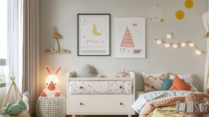 A cute and charming art piece inspired by a kids room  AI generated illustration