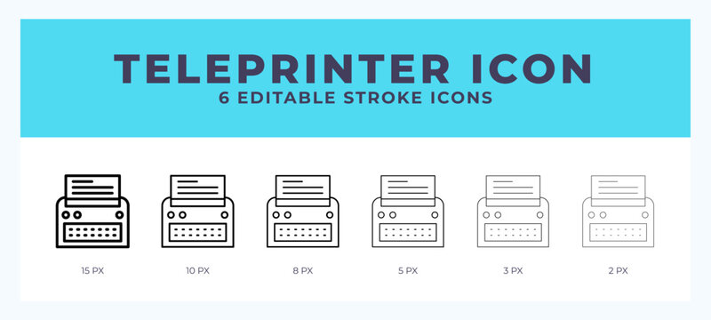 Teleprinter icon set with different stroke. Design elements for logo. Vector illustration.