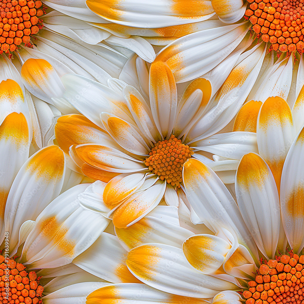 Sticker close-up of daisy flowers with white petals and orange centers