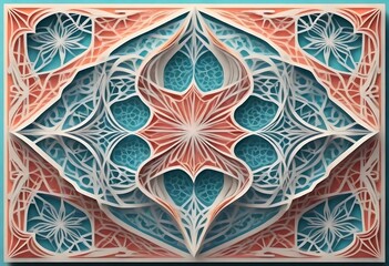 Papercut illustration a symmetrical geometric desi (22)