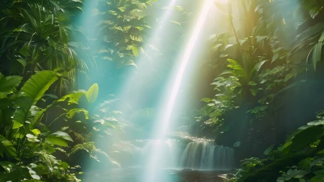 Sunlight Through Costa Rica's Lush Greenery. Concept Nature Photography, Tropical Landscapes, Vibrant Flora, Travel Destinations, Sunlit Rainforest