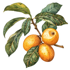 Clipart illustration a loquat on white background. Suitable for crafting and digital design projects.[A-0002]
