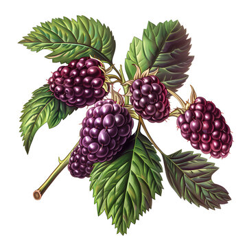 Clipart illustration a loganberry on white background. Suitable for crafting and digital design projects.[A-0001]