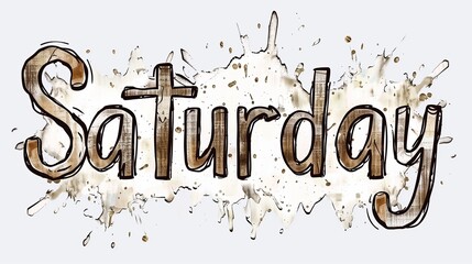 Saturday Sign on White Background - Weekends, Planning, Relaxation - Retail, Advertising