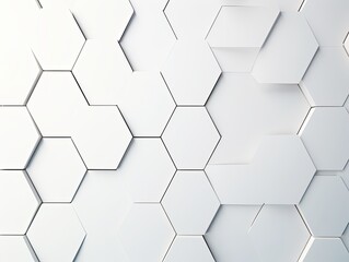 White background with hexagon pattern, 3D rendering illustration. Abstract white wallpaper design for banner, poster or cover with copy space 