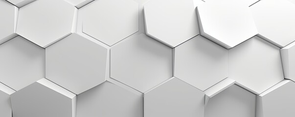 White background with hexagon pattern, 3D rendering illustration. Abstract white wallpaper design for banner, poster or cover with copy space 