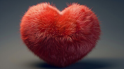 3d fur red heart love symbol ..