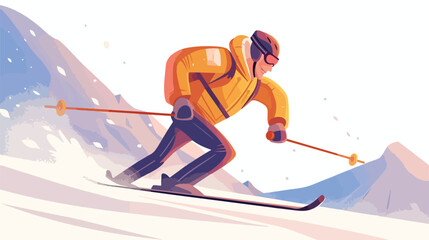 Man skiing. Winter season sport. Fun outside activi