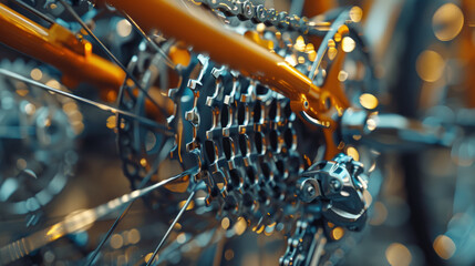 Analyzing the functionality and reliability of bicycle gear systems to understand the intricate design and precision of the components. - obrazy, fototapety, plakaty