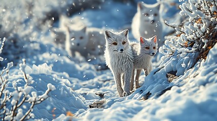 Arctic Foxes: Masters of Camouflage - obrazy, fototapety, plakaty