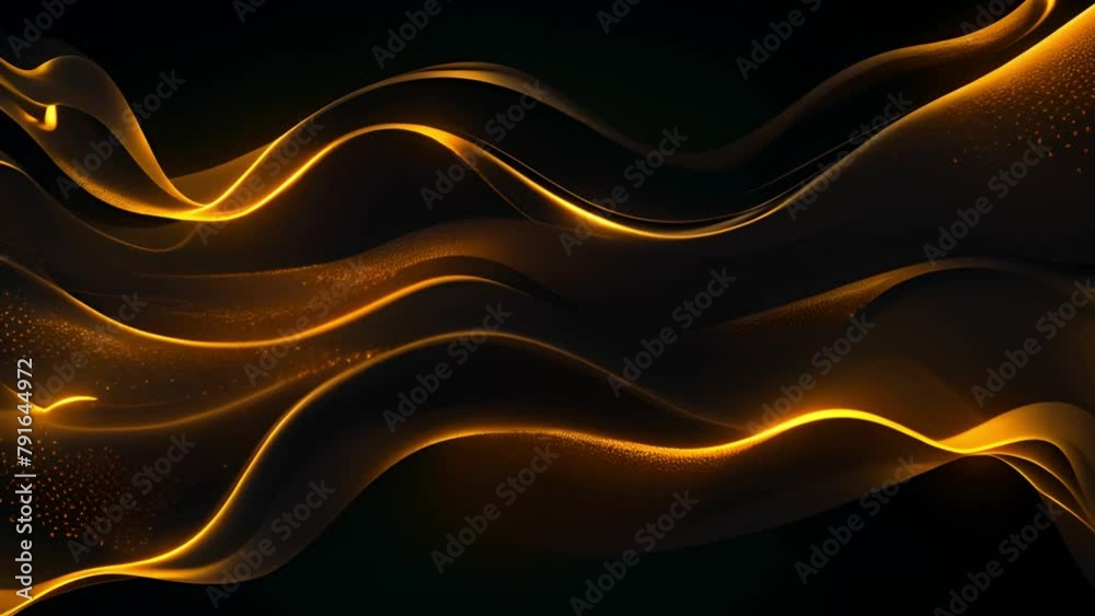Poster dark background with gold lines and waves