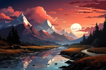 sunset in the mountains
