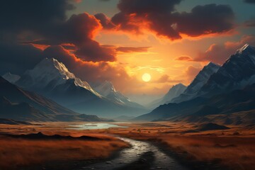 sunset in the mountains