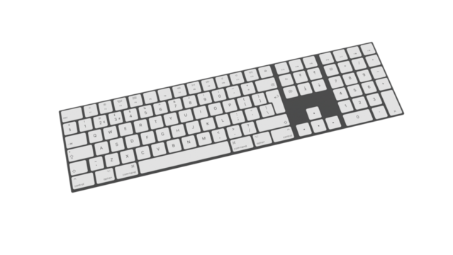 computer keyboard 3d on a white background