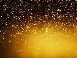 Yellow glitter texture background with dark shadows, glowing stars, and subtle sparkles with copy space for photo text or product, blank empty