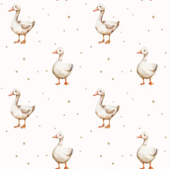 Geese watercolor vector seamless pattern - 791647367
