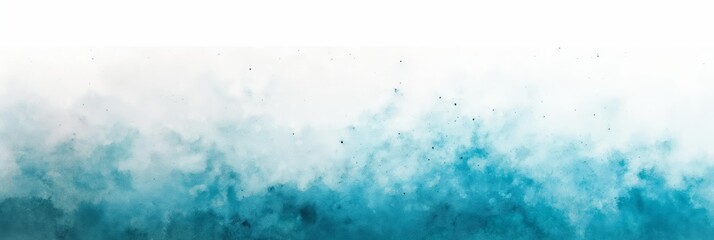 A minimalist and serene abstract image of blue watercolor splashes forming a cloud-like shape against a clean white background - obrazy, fototapety, plakaty