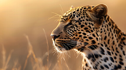 close up of leopard face, predator wildlife panther endanger africa