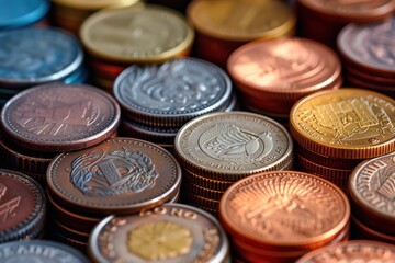 Stack of Different Colored Coins