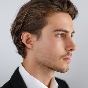 AI generated illustration of the side view of a handsome young man