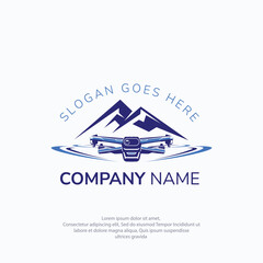 Drone Mountain logo vector template