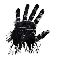 Macabre handprint isolated on transparent background